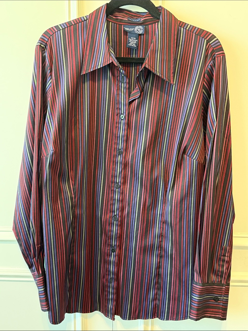 Venezia Men's Multi-Stripe Button-Down Shirt in Red, Blue & Black